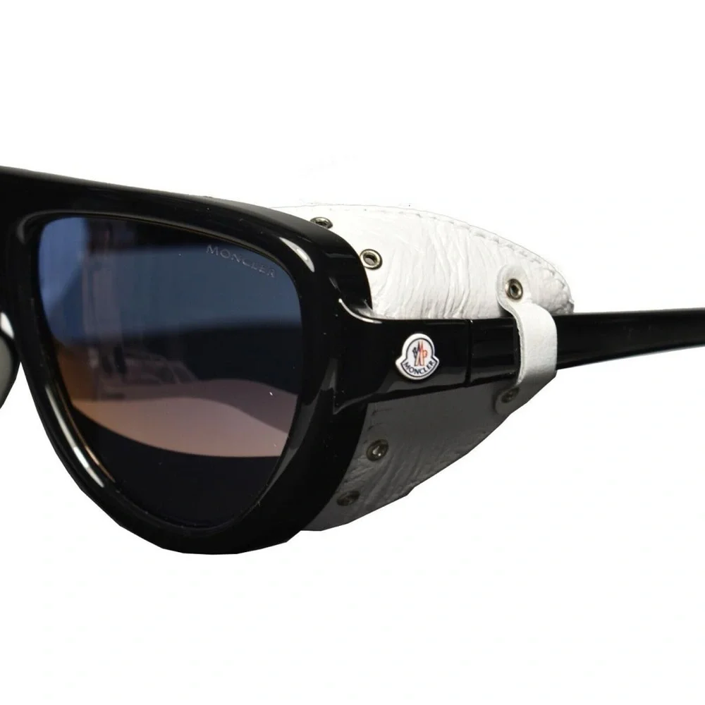 Chic Moncler Leather Black White Shield Sunglasses😍 - Picture 2 of 7